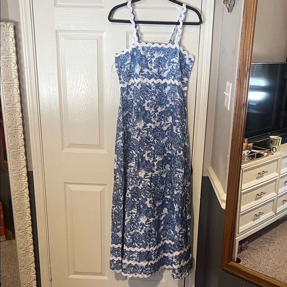 Simply Southern Blue and White Floral Maxi Dress